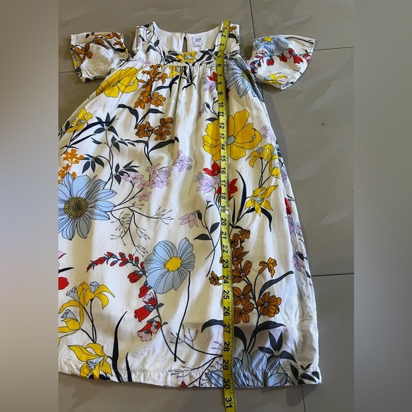 Gap Kids Floral Botanical Cold Shoulder Swing white floral Dress Size L - Picture 9 of 16